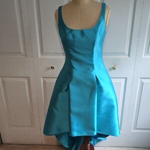 Nicole Miller Teal Blue Sleeveless Fit and Flare Prom/Formal Dress With POCKETS